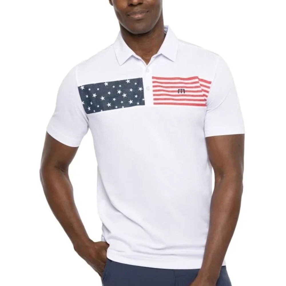 Travis Mathew Sea To Sea 2.0 Performance Golf Polo Shirt Stars Stripes USA Large
